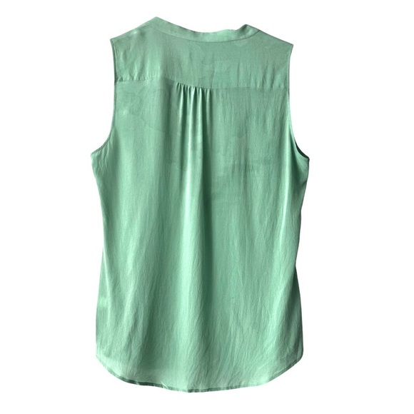 Banana Republic 100% silk green sleeveless snap front button tank blouse Sz 10 - Picture 5 of 9